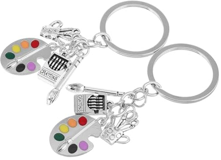Ipetboom Artist Keychain Set Paintbrush and Art Palette Charms for Art Students and Painters Creative Pendant Accessories Lightweight Sturdy Keyrings for Daily Use