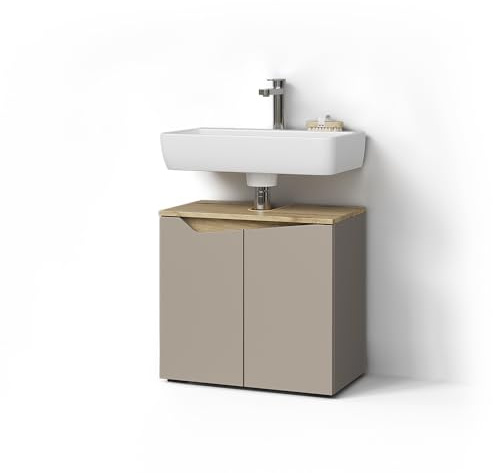 Livinity Waschbeckenunterschrank Timavo, Greige, 60 x 57.5 cm mit 2 Türen