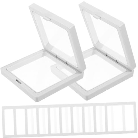 TEMPNAP Marco de PE de Exhibición Soporte Transparente de Flotante Color Caja Exhibidora Claro Resistente Protección Eficaz para Joyas y Monedas para Escritorio