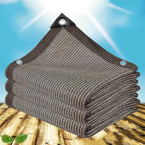 Telo Ombreggiante Occhiellato 2x2 2x10 Tenda A Vela per Esterno Rete Telo Ombra Permeabile 90% Protezione UV Tessuto Ombreggiante Traforato Giardino Patio Pergola Cortile Terrazza,brown-6x8m
