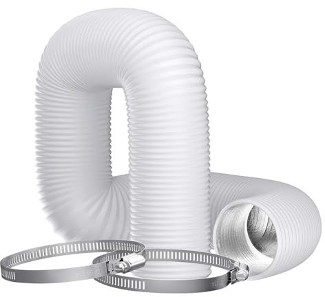 4 Inch (100mm) Flexible Aluminum PVC Ventilation Ducting Hose - 10m White Air Duct Pipe for Extractor Fan, Hydroponics, Grow Tents, Dryer Vents