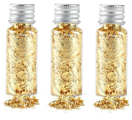 XHWOLGARIAN 3 Flaschen Blattgold Multifunktionale Goldfolie Wird für Tortendeko Hochzeit Blumen für Torte Und Kann Auch für Maniküre Malerei Und Andere Handwerkliche Dekoration Verwendet Werden