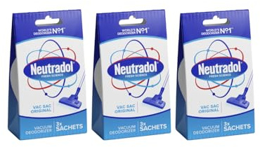 Neutradol Vac Sacs Vacuum Deodoriser, Place in Vacuum Cleaner Bags & Dust Bags, Fresh Pink, Multipack of 3 x 3 Vac Sacs (Super Fresh)