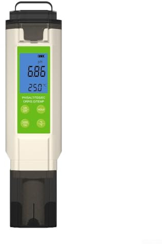 7-in-1 Pool- und Aquarium-Wassertester, Messung von pH-Wert, Salzgehalt, Redox, Temperatur mit klarer digitaler Schnittstelle für einfache Verwendung