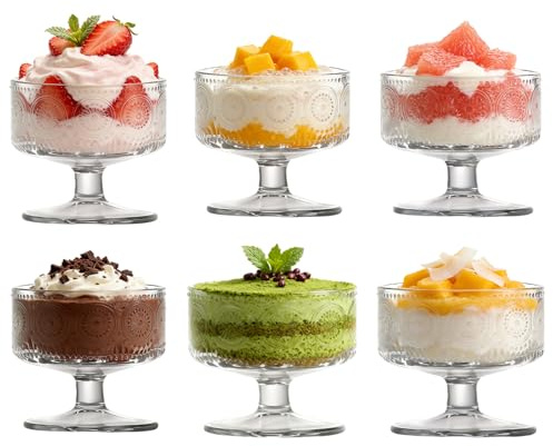MYKAGS Ensemble de 6 Coupes à Glace Transparentes en Verre de 180 ml - Idéales pour Desserts, Lavables au Lave-Vaisselle