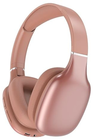 UNVO LY1638 Casque supra-auriculaire Bluetooth sans fil avec microphone, réduction du bruit, Bluetooth, filaire, micro SD intégrée pour voyage, maison, travail, TV, PC, jeux, téléphone portable (rose)
