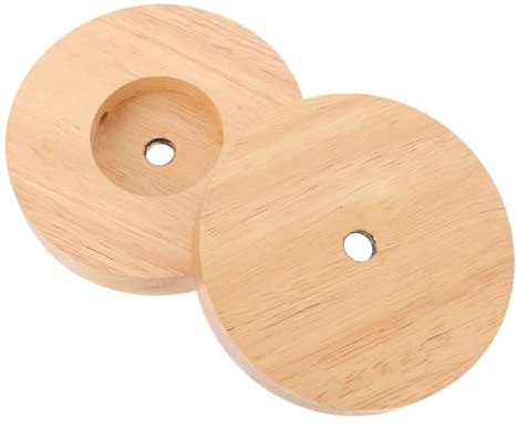 VILLCASE Runder Lampenfuß, 2 Stück für Nachtlichter und Tischdeko | Braun, Zubehör für Schlafzimmer und Büro, Robustes Holz, Display Nachtlampe, Passend für Runde Lampendekoration