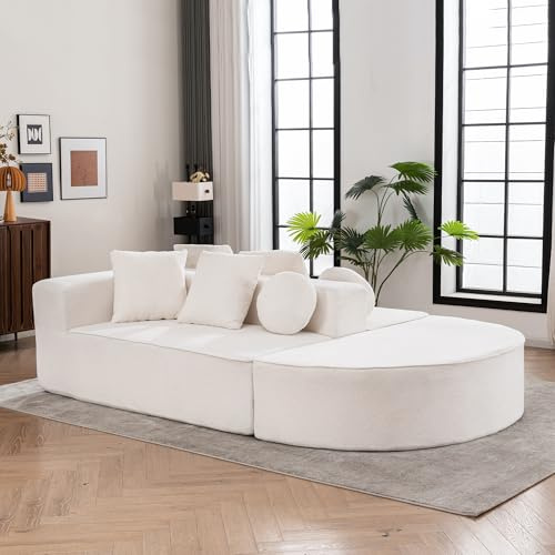 HAUSPROFI Sofa 5-Sitzer, Modernem Modularen Sofa mit Segmentiertem Wolkensofa, Boneless Sofa mit Kissen, Keine Montage Erforderlich für Wohnzimmer, Schlafzimmer (Weiß)