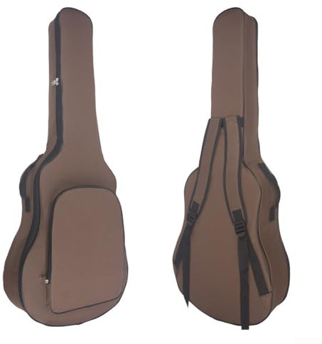 Gepolsterte wasserdichte Gitarrentasche für 101,6 - 104,4 cm klassische Akustikgitarren, robuste Oxford-Nylon-Gigbag mit dicker Polsterung, Braun