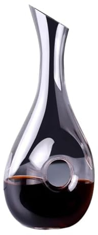 Decanter per Vino in Vetro al Piombo soffiato a Mano da 1200 ml, aeratore per Vino Rosso con Parte Superiore inclinata, Elegante caraffa per Vino Rosso e Bianco - Accessorio aeratore per Gli Amanti