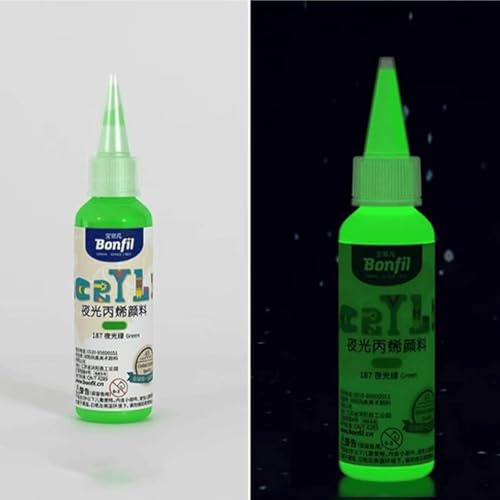 LEMONSTONE Acrylfarbe Leuchtfarbe 60ml, Grün Glow in the Dark Acryl Farben, Neon Acrylfarben, Schwarzlichtfarbe, Fluoreszierende Leuchtfarbset für Kunst, Halloween, Party, Dunkelraum