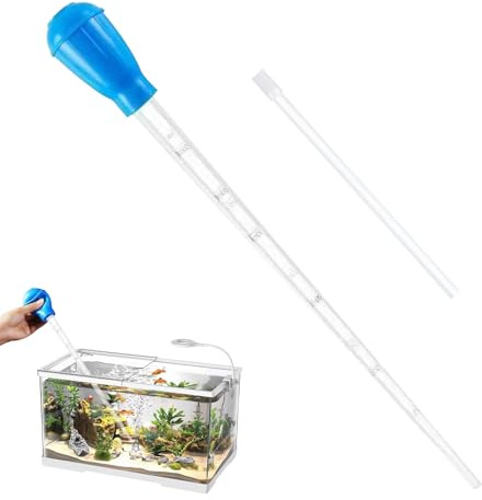Hkmuisry Extra Long Turkey Baster for Aquarium, 45 cm Plastic Fish Tank Cleaner with 10 Inch Extender Pipe, Blue Water Changer and Target Feeder for Deep Tanks, Coral Care and Daily Maintenance