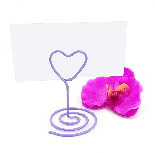 EinsSein 12x Soporte para Tarjetas de Mesa Heart alambrado Set pequeño Lila Decoracion Tarjeta Regalo Mariposas Decorativas Etiquetas Regalos de Bodas Nombre Adornos Papel centros Bautizo Adorno
