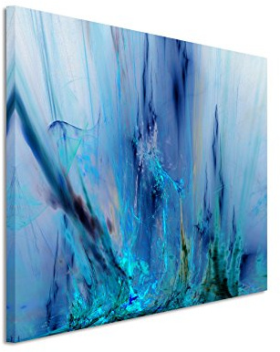 Paul Sinus Art Fotoleinwand 90x60cm abstrakt modern chic chic dekorativ schön deko schön deko e blaue Farbschlieren auf Leinwand exklusives Wandbild moderne Fotografie für ihre Wand in vielen Größen