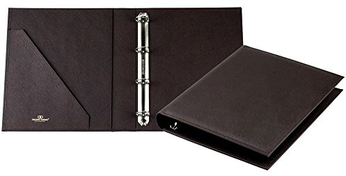 DELMON VARONE - Cartella (Raccoglitore ad anello) personalizzabile DIN A4 in similpelle Premium Saffiano (marrone scuro) - Cartella ad anello per documenti, atti, contratti, certificati e referenze