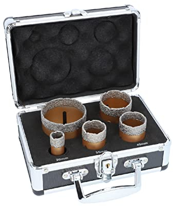 BTEC Fliesenbohrkronen Set für Winkelschleifer M14 Aufnahme Lochsägen Fliesenbohrkrone 20, 35, 40, 50 und 68mm für Feinsteinzeug, Granit, Marmor, Naturstein-Fliesen