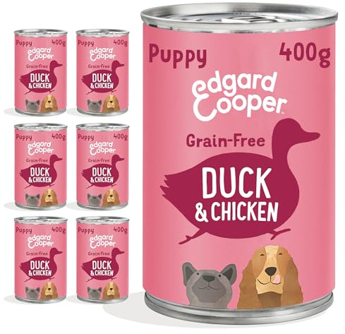 Edgard & Cooper Cibo umido per cani, Cuccioli, (Anatra/Pollo, 400g x 6), umido cani, carne fresca e ingredienti naturali, senza cereali, ipoallergenico, senza zuccheri aggiunti