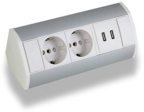 Práctico enchufe de cocina, baño, sala de estar, muebles, de esquina ideal para encimera, de montaje o de base, conector de 15 cm