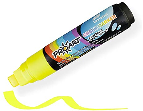 LEVIATAN Stylos à Craie | Pour Tableau Noir Lavable | Stylo à Craie Essuyable à Sec et Humide | Marqueur Craie | 10 mm | Marqueurs à Craie Pour Tableau | 15 g - Jaune