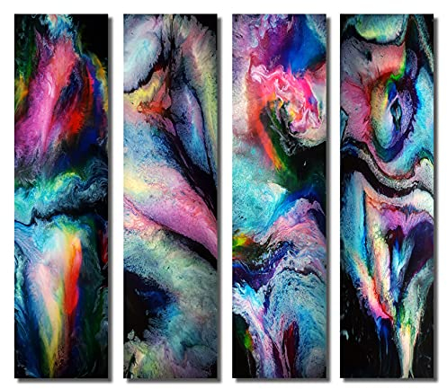 4 immagini su metallo – arte moderna astratta – Stampa artistica su alluminio lucido lucido in design acciaio inox – bella decorazione da parete – decorazione da parete per soggiorno, ufficio, sala