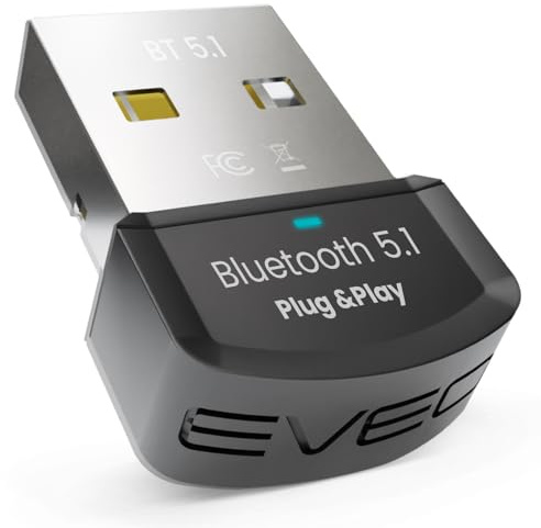 EVEO Bluetooth Adapter for PC 5.1 - Dongle 5.1 for Windows 10 Only (Plug and Play) for Desktop , Laptop, Printers, Keyboard, Mouse, Headsets, Speakers - USB 5.1 Dongle