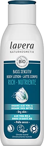 lavera basis sensitiv Body Lotion Rich - Naturkosmetik - vegan - Bio Aloe Vera & Bio Sheabutter - zertifiziert - 250ml