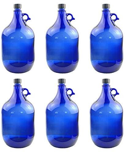 SELECTION ·1948 · ALBERTS · PREMIUM ALBERT PFÄFFLE 6X Glasballon blau 5 Liter, Henkelflasche aus Blauglas inkl. Handschraubverschluss PP35 (VPE 6 Stück)