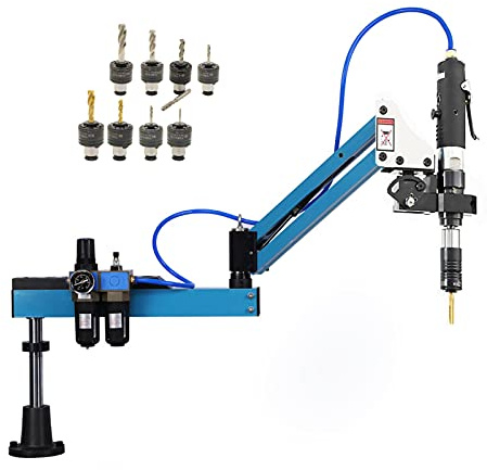 DEJUN Pneumatic Tapping Machine, 360° Multi-directions Pneumatic Air Tapper Universal Flexible Arm Drilling Threading Machine M3-M12 Tap Collets with Taps