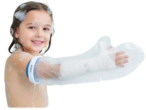 YUNCHI Kids Waterproof Cast Cover for Shower - Reusable Short Arm Sleeve Protector to Keep Hands Dry, Fits Arm Circumference 5 to 15 Inches