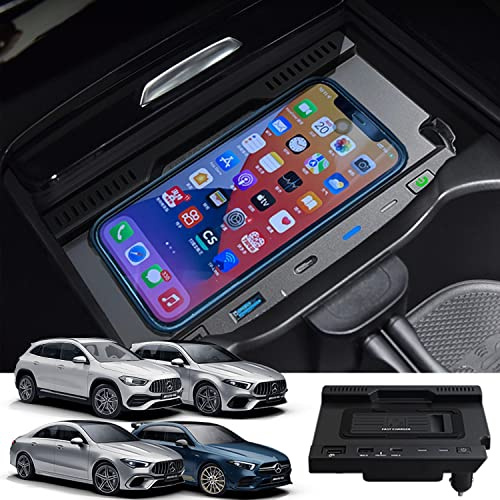 Singkin Kabelloses Ladegerät Auto für Mercedes-Benz A-Class GLA AMG B-Class GLB CLA 2020 2021 2022, 15W Schnellladendes Handy-Ladegerät für Mercedes-Benz W177 H247 C118 W247 X247 Zubehör