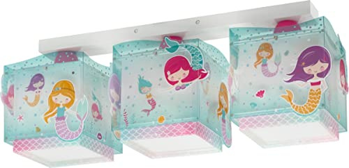 Dalber Deckenleuchte für Kinder 3 Lichter Mermaids Meerjungfrauen, Deckenlampe Kinderzimmer, 63443, E27, Türkis | Deckenlampe; 3 Lichter; Kinderzimmer; E-27 - 3 x 15W
