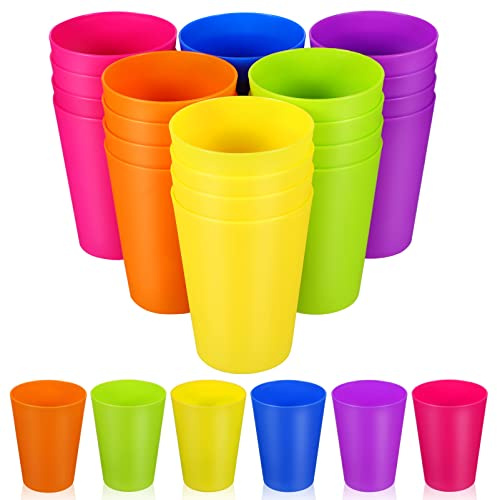 Toddmomy Reusable Plastic Cups 24 Pack 8Oz Stackable Drinking Tumblers for Parties Home Use Outdoor Events Lightweight Beverage Mugs