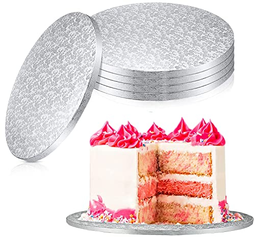 LWAIX Kuchenständer, rund, Ø 30 cm, 12 mm, für Transport und Dekoration, 5 Stück (Silber)