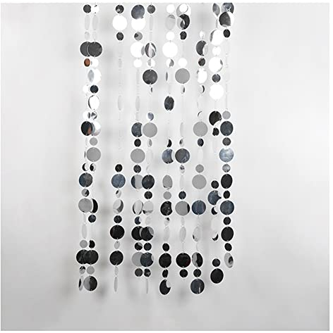 Yurosiay Lot de 5 guirlandes à paillettes multicolores de 1 m - Cercles ronds irisés - À suspendre - Argenté