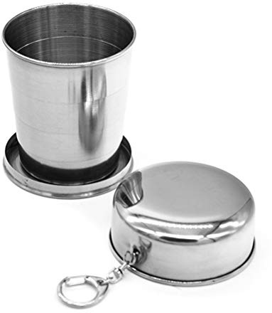 Qcwwy Portavasos, Vaso Reutilizable Plegable de Acero con Tapa Mini Botella de Agua Deportiva Portátil a Prueba de Fugas con Mosquetón para Actividades Al Aire Libre Botellas de Agua Retráctiles