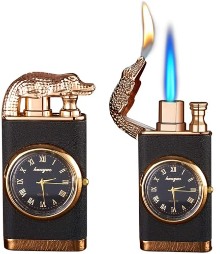 2X Magic Double Jet Flame Feuerzeug - Winddichte Sturmfeuerzeuge mit Doppelflamme, Nachfüllbar Gasfeuerzeug für Outdoor, Camping & Survival (Ohne Gas)