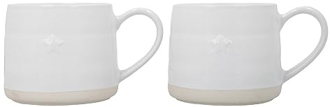 Mikasa Tasses en grès Farmhouse avec étoiles, 2 pièces pour le thé, le café et le chocolat chaud, 380ml - Emballage cadeau, lavable au lave-vaisselle et au micro-ondes