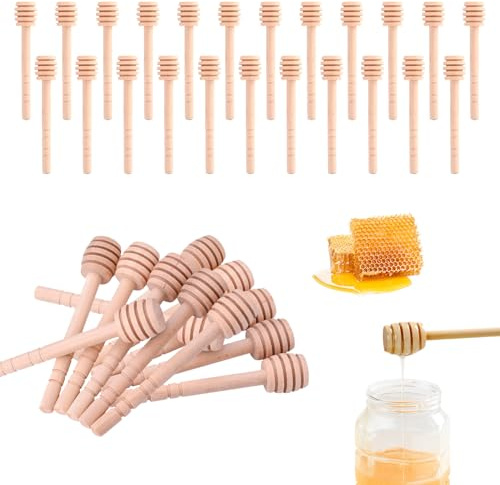 50 Pezzi Cucchiaini Bastoncini Miele Legno, 10 cm Spargimiele Legno Piccoli Cucchiaini da Miele Legno a Bbastoncino per Raccogliere ed Erogare Mieli Sciroppo di Marmellata