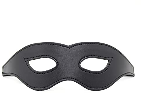 Schwarze Leder Kostüm Maske für Halloween, Maskerade, Party und Karneval Ball, Damen und Herren Katze Kostüm Augenmaske