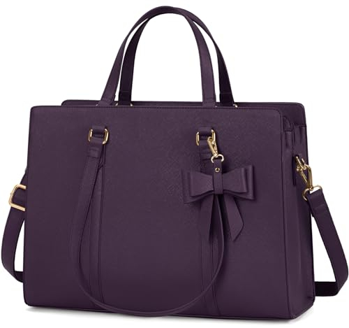 NEWHEY Borsa Donna Tote in Pelle PU Grande per Università e Lavoro - Porta PC 15.6 Pollici a Spalla con Tracolla Viola