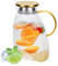 Aoreun 1.8 l Carafe à eau en verre avec couvercle, carafe en verre avec couvercle en acier inoxydable, carafe de porte de réfrigérateur étanche pour Boissons Chaudes ou Froides, jus, boisson