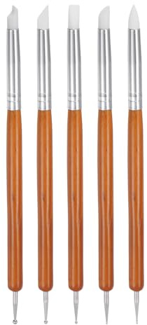 QUARKZMAN 5Stk Silikon Ton Modellier Werkzeug Doppelendig Gummi Spitze Metall Kugel Silikon Former Stifte Modellier Punktierung Werkzeug für Basteln Skulptur Töpfern Malen Rot