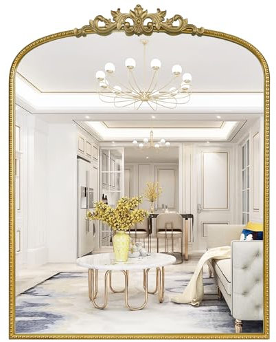 WallBeyond Wandspiegel, dekorativ, 71,1 x 91,4 cm, hängend, gewölbt, traditioneller Vintage-Stil, verzierter Barockrahmen, Wanddekoration, für Waschraum, Schlafzimmer, Wohnzimmer, Eingangsbereich,