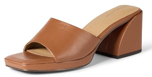 Amazon Essentials Women's Platform Mule Sandals, Tan Faux Leather, 7