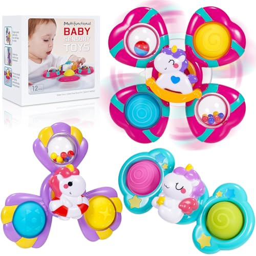 Hapikids Saugnapf Spielzeug Baby, Einhorn Ostergeschenke Kinder Beschäftigung im Flugzeug Kleinkind Baby Spielzeug 6 9 12 Monate badewannenspielzeug ab 1 Jahr