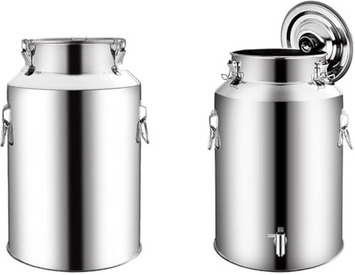 Milk Jugs 201 Stainless Steel Airtight Milk Can Churn Transport Bucket Wine Pail Dairy Pot Tea Canister Barrel Water Tote Jug with Silicone Sealed Lid Heavy Duty/with Tap,With Tap,5L
