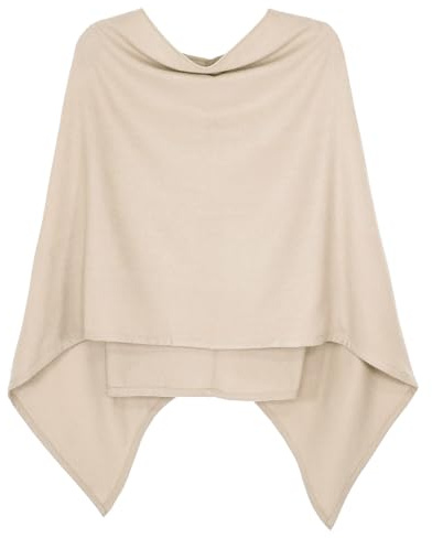 dy_mode Damen Poncho in Unifarben Weiches Strickponcho Cape Herbst Umhang - WJ110 (WJ110-Elfenbein, 36-40)