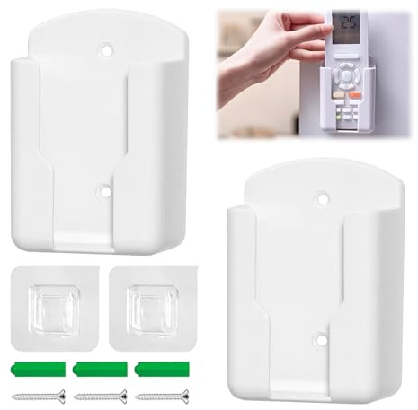 Organizador de Mandos a Distancia de Pared ,Set de 2,Incluye Adhesivo y Tornillos,Organizador Mandos TV,Organizador Mando a Distancia,Tamaño Interior: 63 mm x 30 mm x 100 mm (Largo x Ancho x Alto)