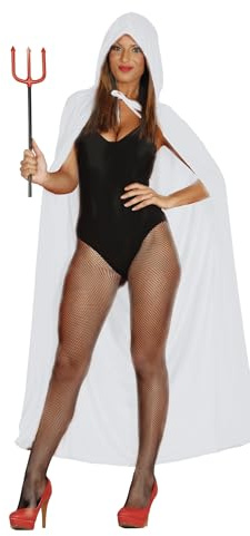 FIESTAS GUIRCA | Capa con Capucha de Terciopelo (130 cm) - Accesorio de Disfraz para Halloween y Fiestas de Diablos y Demonios - Ideal para Adulto Unisex - Blanco
