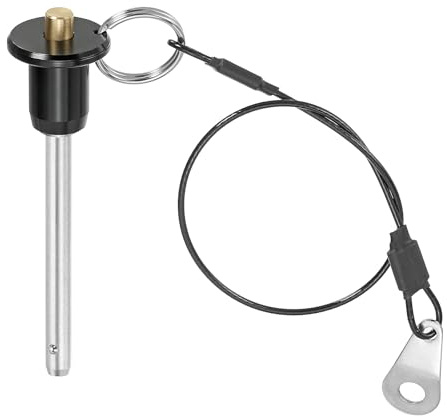 PATIKIL Spilla a Sgancio Rapido 3/16 x 1.57, Perno Bloccaggio a Sfera Acciaio Inossidabile 304, Perni Posizionamento Sicurezza con Pulsante, Cavo Sicurezza da 25 Cm (5 x 40mm)